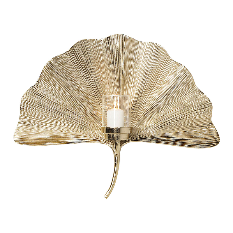 Большой Настенный Подсвечник золотой Лист Пальмы Золотой в Грозном | Loft Concept 