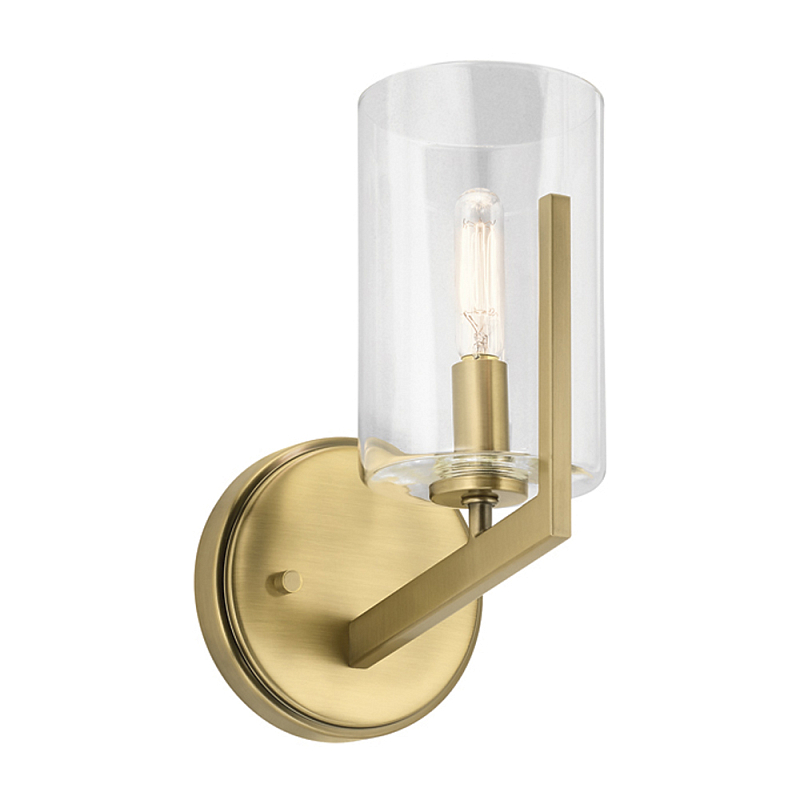 Бра с прозрачным плафоном в форме цилиндра Kichler Латунь Серебряный в Грозном | Loft Concept 