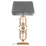 Настольная лампа на ажурном чугунном основании с тканевым серым абажуром Openwork Lamp варинант исполнения - 3 | Loft Concept в Грозном