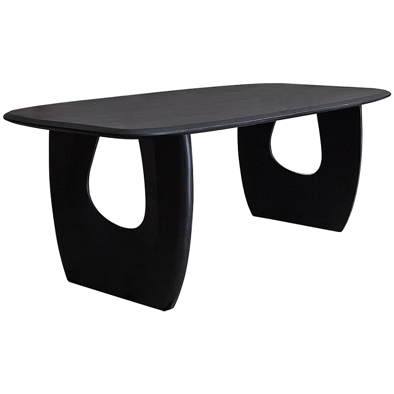 Обеденный стол из массива акации Veras Black Dining Table Черный Обеденный стол из массива акации Veras Black Dining Table Черный в Грозном | Loft Concept