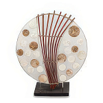 Настольная лампа из перламутра и дерева на подставке Indonesian Round Shell варинант исполнения - 3 | Loft Concept в Грозном