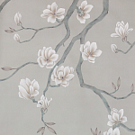 Обои ручная роспись Magnolia Canopy Original Colourway on Oyster Shell metallic silk варинант исполнения - 1 | Loft Concept в Грозном