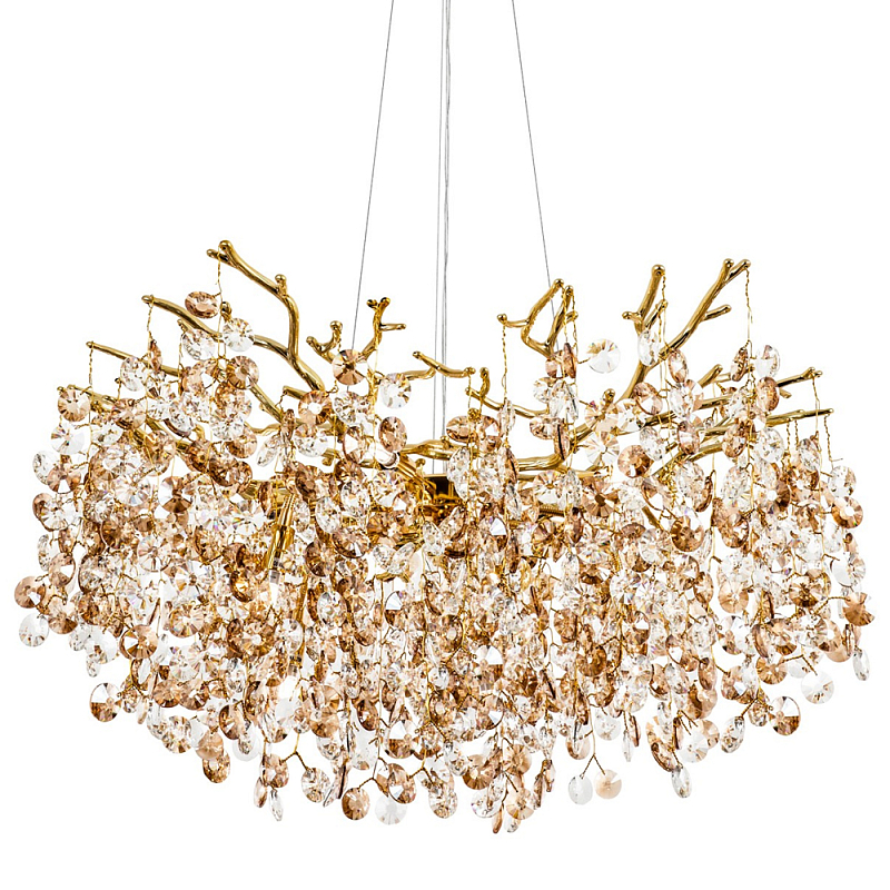Люстра с хрустальными подвесками Fairytree Gold Crystal Chandelier 10 Золотой Прозрачный Коричневый в Грозном | Loft Concept 