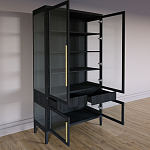 Витрина Primo со стеклянными фасадами и 2 ящиками Черный дуб варинант исполнения - 9 | Loft Concept в Грозном