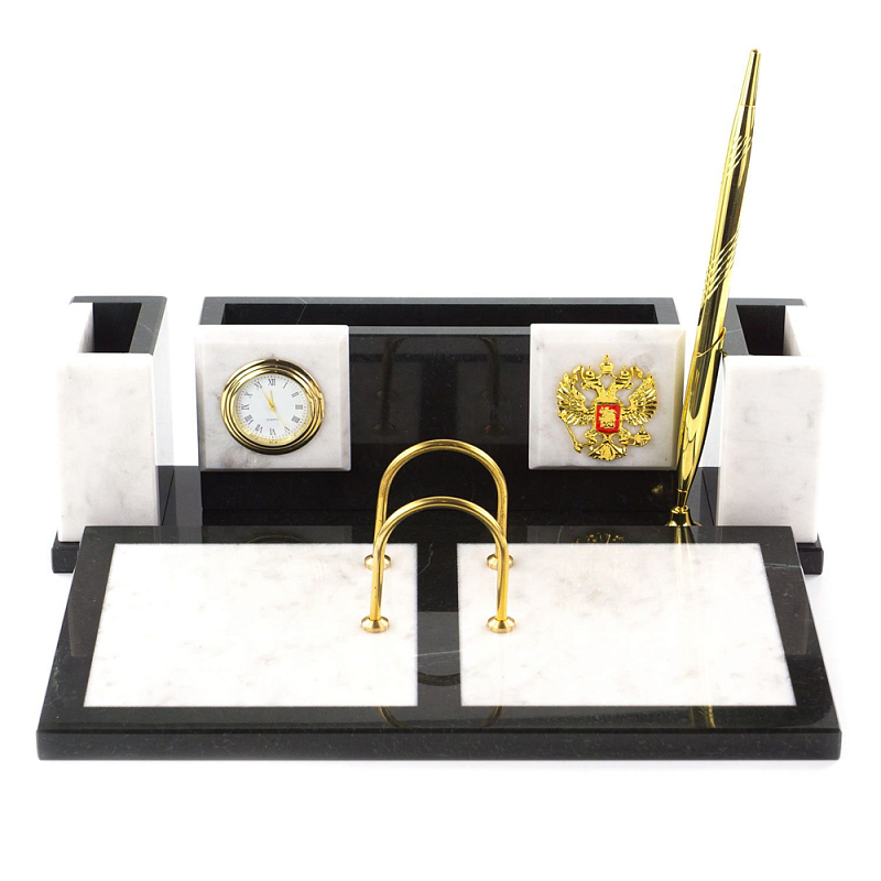 Настольный письменный набор из белого мрамора и змеевика Marble Accessory Золотой Белый Мрамор Bianco Черный Настольный письменный набор из белого мрамора и змеевика Marble Accessory Золотой Белый Мрамор Bianco Черный в Грозном | Loft Concept