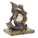 Часы настольные бронзовые в виде русалочки из натурального камня Змеевик Mermaid Stone Clock варинант исполнения - 3 | Loft Concept в Грозном