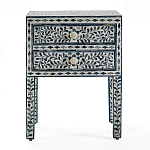 Тумбочка прикроватная White Pearl BEDSIDE CABINET 2 blue DRAWER варинант исполнения - 1 | Loft Concept в Грозном