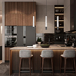 Подвесной светильник с узким цилиндрическим плафоном и черным металлическим декором Concrete Pipe варинант исполнения - 14 | Loft Concept в Грозном