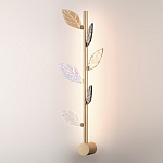 Бра с золотистой вертикальной трубкой и декоративными прозрачными листьями из стекла Sylva  варинант исполнения - 3 | Loft Concept в Грозном