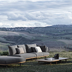 Дизайнерский кофейный стол из дерева с керамической столешницей уличный SWAY Coffee Table варинант исполнения - 7 | Loft Concept в Грозном