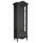 Витрина черная однодверная из массива бука с 4-мя полками и ящиком Black Provence варинант исполнения - 1 | Loft Concept в Грозном