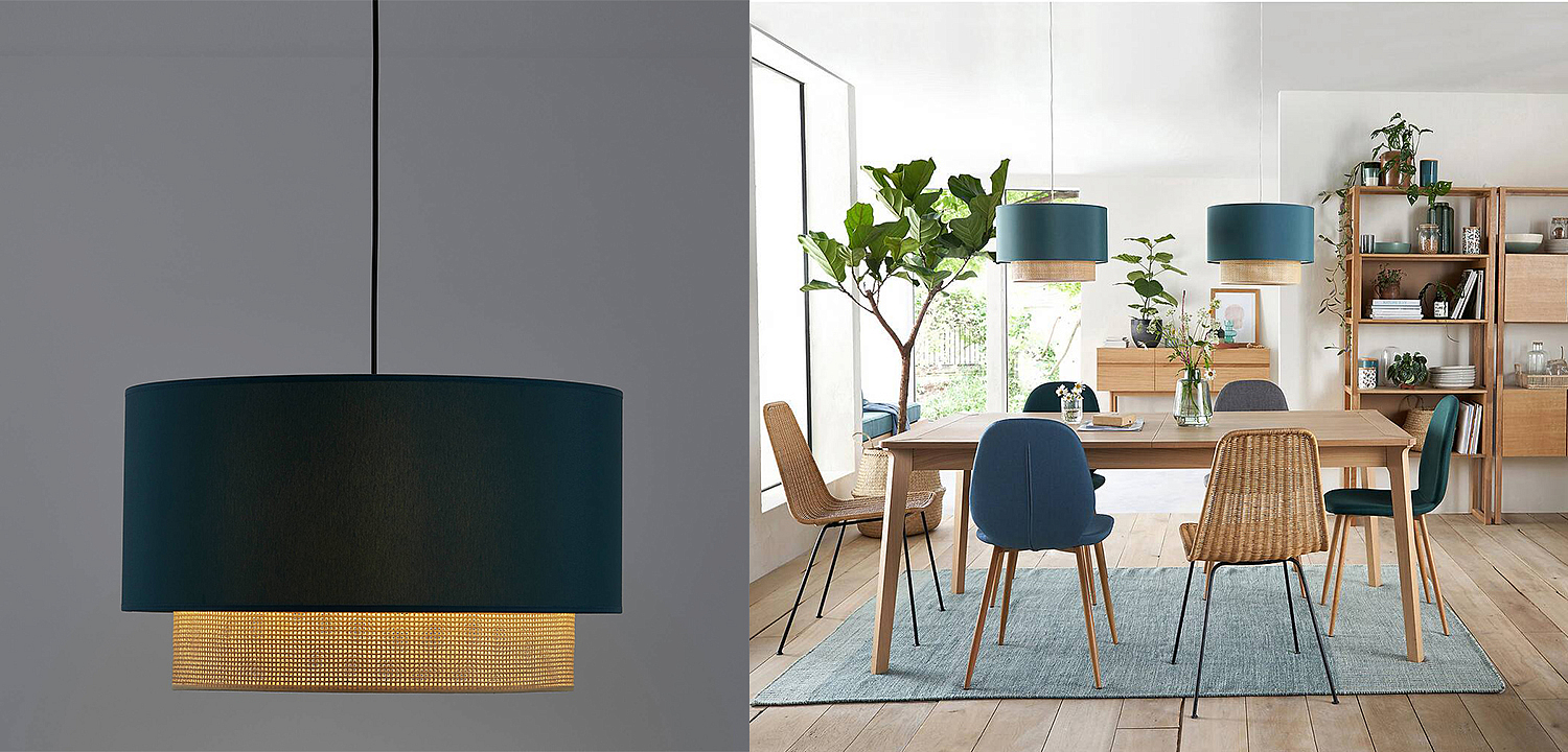 Подвесной светильник Ottar Wicker Turquoise lampshade Подвесной светильник Ottar Wicker Turquoise lampshade - Loft-Concept в Грозном