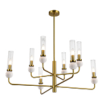 Люстра с 8-ю плафонами в форме стеклянных трубок и мраморных декоративных элементов Montreal варинант исполнения - 9 | Loft Concept в Грозном