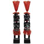Комплект из 2-х деревянных статуэток Asmat Red Straw Headdress Statuettes варинант исполнения - 1 | Loft Concept в Грозном
