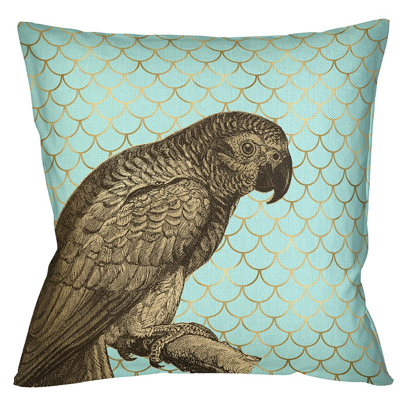 Подушка Safari light blue parrot Бирюзовый Глянцевое золото Подушка Safari light blue parrot Бирюзовый Глянцевое золото в Грозном | Loft Concept