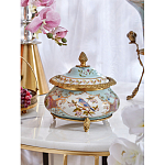 Шкатулка с крышкой из голубого фарфора с риунком птиц и цветов Blue Garden варинант исполнения - 3 | Loft Concept в Грозном