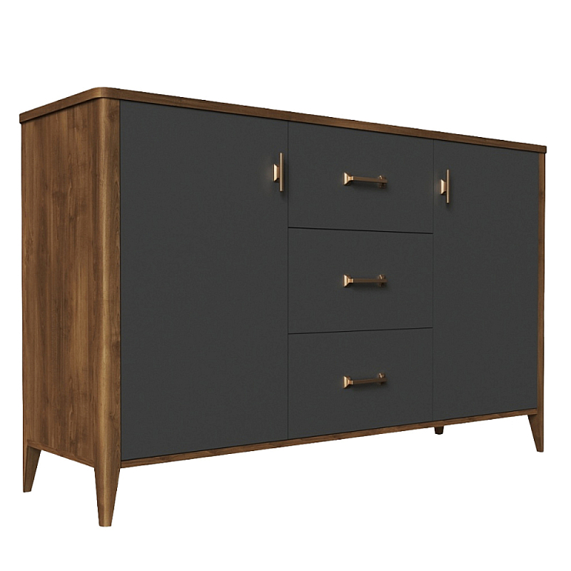 Комод с тремя ящиками и дверцами из массива бука Tasteful Furniture Серый Комод с тремя ящиками и дверцами из массива бука Tasteful Furniture Серый в Грозном | Loft Concept