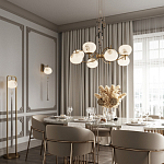 Подвесной светильник с шарообразным плафоном из белого стекла с подвеской из камня и кисточкой Agatelle варинант исполнения - 5 | Loft Concept в Грозном