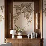 Обои с вышивкой ручной работы Deco Wisteria ﻿Midas colourway on Liso Pearl wool sateen варинант исполнения - 4 | Loft Concept в Грозном