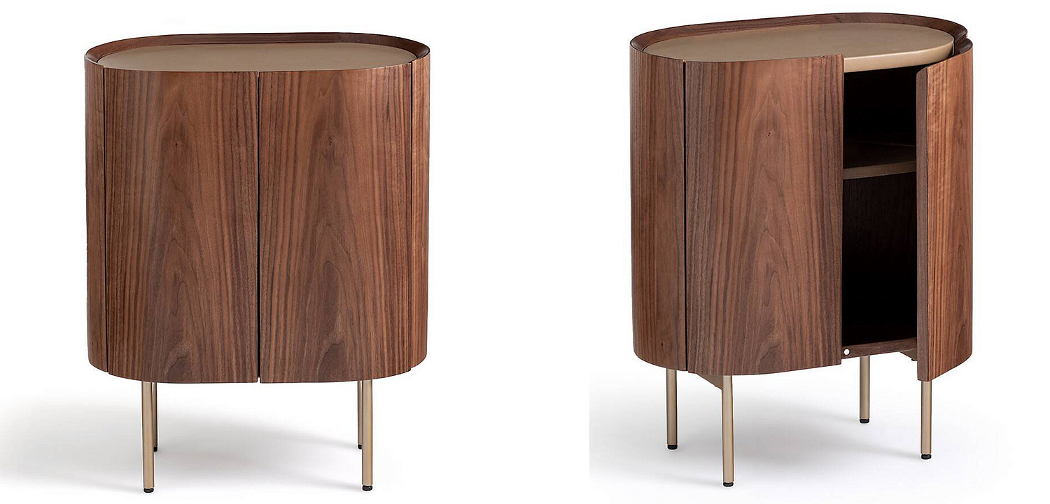 Тумба округлой формы Walnut and Leather массив ореха и столешница из натуральной кожи Тумба округлой формы Walnut and Leather массив ореха и столешница из натуральной кожи - Loft-Concept в Грозном