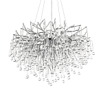 Люстра подвесная с прозрачными стеклянными подвесками в форме капель Диаметр 80 см Droplet Chandelier варинант исполнения - 7 | Loft Concept в Грозном