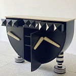 Дизайнерский комод полукруглый черный с 3-мя фактурным ящиками Occasion варинант исполнения - 2 | Loft Concept в Грозном