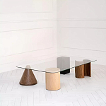 Дизайнерский журнальный стол с прозрачной столешницей и ножками в форме геометрических фигур Pytusin варинант исполнения - 1 | Loft Concept в Грозном