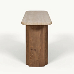 Консоль с овальной столешницей и фактурным деревянным основанием Enzo варинант исполнения - 1 | Loft Concept в Грозном