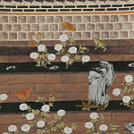 Обои ручная роспись The Art of Learning and Steps for the Flowers by Teo Yang Special Colourway on purple painted Xuan paper варинант исполнения - 2 | Loft Concept в Грозном