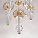 Люстра с плафонами из прозрачного и янтарного стекла в виде шаров и ромбов Gabriel Scott Luna варинант исполнения - 10 | Loft Concept в Грозном