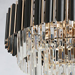 Люстра из черного металла с многоярусными подвесками из прозрачного хрусталя на золотой цепи Empire Black Chandelier Crystal варинант исполнения - 5 | Loft Concept в Грозном