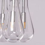 Люстра с 7-ю прозрачными плафонами из стекла в форме капли на круглом потолочном основании цвета хром Lucid Rain  варинант исполнения - 8 | Loft Concept в Грозном