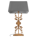 Настольная лампа на ажурном чугунном основании с серым абажуром Openwork Lamp варинант исполнения - 3 | Loft Concept в Грозном
