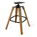 Барный стул со спинкой и металлической подставкой на 4-х деревянных ножках Бежевый Велюр Vendramin Chair варинант исполнения - 9 | Loft Concept в Грозном