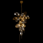 Люстра подвесная вытянутой формы с плафонами из стекла и металла с двумя вертикальными подвесками Gilded Mirage  варинант исполнения - 6 | Loft Concept в Грозном