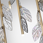 Люстра с золотистыми трубками и прозрачными стеклянными листьями на подвесах Sylva  варинант исполнения - 7 | Loft Concept в Грозном