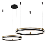 Люстра подвесная с двумя кольцами черного и золотого цвета Ring Horizontal варинант исполнения - 2 | Loft Concept в Грозном