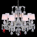 Люстра с 8-ю белыми текстильными абажурами и хрустальными подвесками Lustre Reverie варинант исполнения - 1 | Loft Concept в Грозном