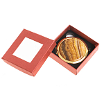 Зеркало карманное складное круглое из натурального камня Оникс в подарочной упаковке Gold Stone Mirrors варинант исполнения - 3 | Loft Concept в Грозном