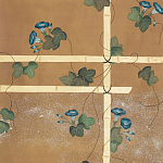 Обои ручная роспись Morning Glory Original colourway on gold metallic silk варинант исполнения - 2 | Loft Concept в Грозном