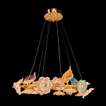 Люстра круглая на золотом каркасе с птичками и цветочным декором Miscellaneous herbs варинант исполнения - 1 | Loft Concept в Грозном