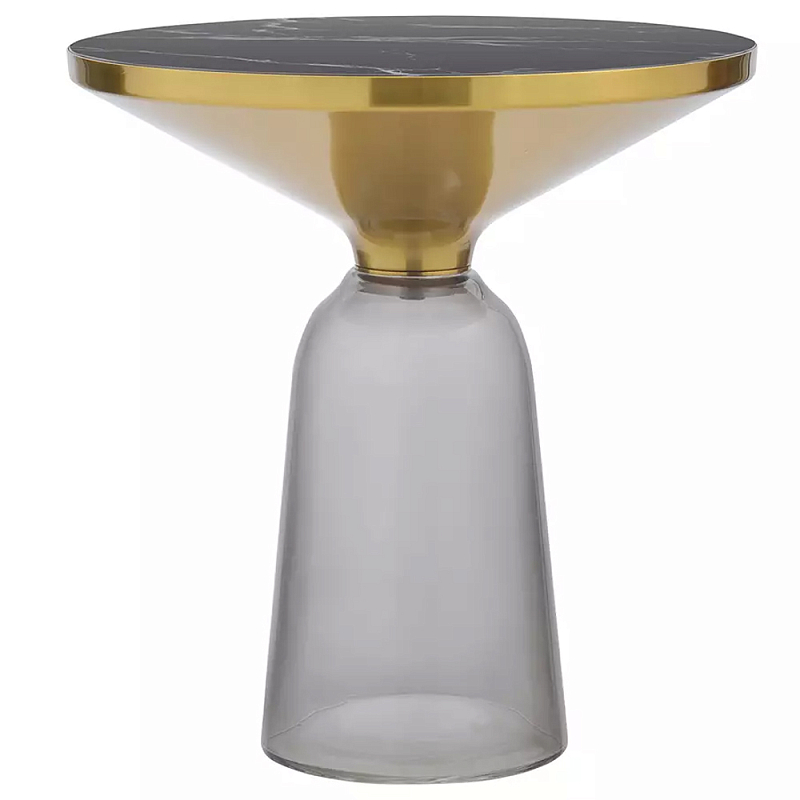 Кофейный столик с круглой стеклянной столешницей с мраморным узором Round Gray Table with Pattern Серый Черный Кофейный столик с круглой стеклянной столешницей с мраморным узором Round Gray Table with Pattern Серый Черный в Грозном | Loft Concept