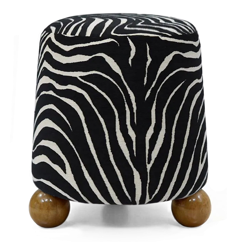 Пуф Wakonda обивка ZEBRA с Круглыми ножками  Черно-белый Коричневый в Грозном | Loft Concept 