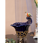 Чаша темно-синего цвета из фарфора с разноцветной птичкой Eden Garden porcelain and bronze варинант исполнения - 4 | Loft Concept в Грозном