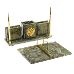 Настольный письменный набор из змеевика с гербом России Successful Leader варинант исполнения - 3 | Loft Concept в Грозном