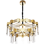 Двухъярусная люстра с прямоугольными хрустальными плафонами Glass Rectangles Gold Chandelier 76 варинант исполнения - 2 | Loft Concept в Грозном