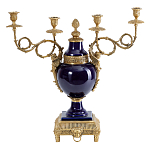 Подсвечник из темно-синего фарфора на бронзовой подставке с фигурками ангелов и декоративными ручками Eden Garden варинант исполнения - 1 | Loft Concept в Грозном