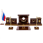 Настольный письменный набор с часами и визитницами из природного камня обсидиана Royal Present варинант исполнения - 1 | Loft Concept в Грозном