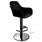 Барный стул вращающийся со спинкой и подлокотниками Douglas Rhombus Черный Велюр варинант исполнения - 1 | Loft Concept в Грозном