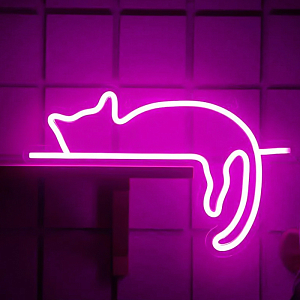 Неоновая настенная лампа Sleeping Kitten Neon Wall Lamp